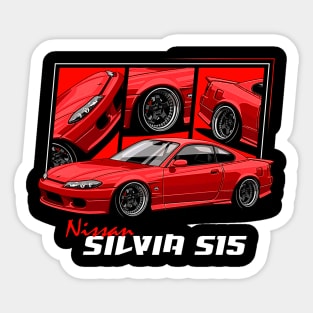 Red Nissan Silvia S15, JDM Car Sticker